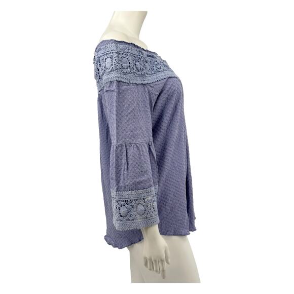 Soft Surroundings Top Womens Medium Purple Bathurst Peasant Boho Cottagecore - Picture 3 of 7